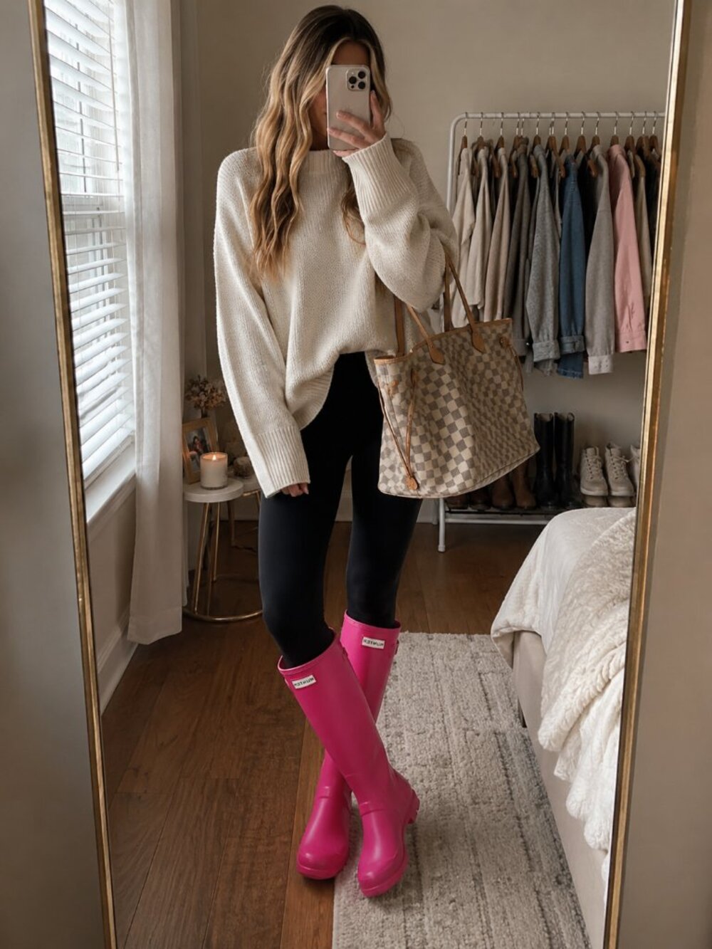 Hunter Original Tall Gloss Pink Rain Boots Womens 8 Like New